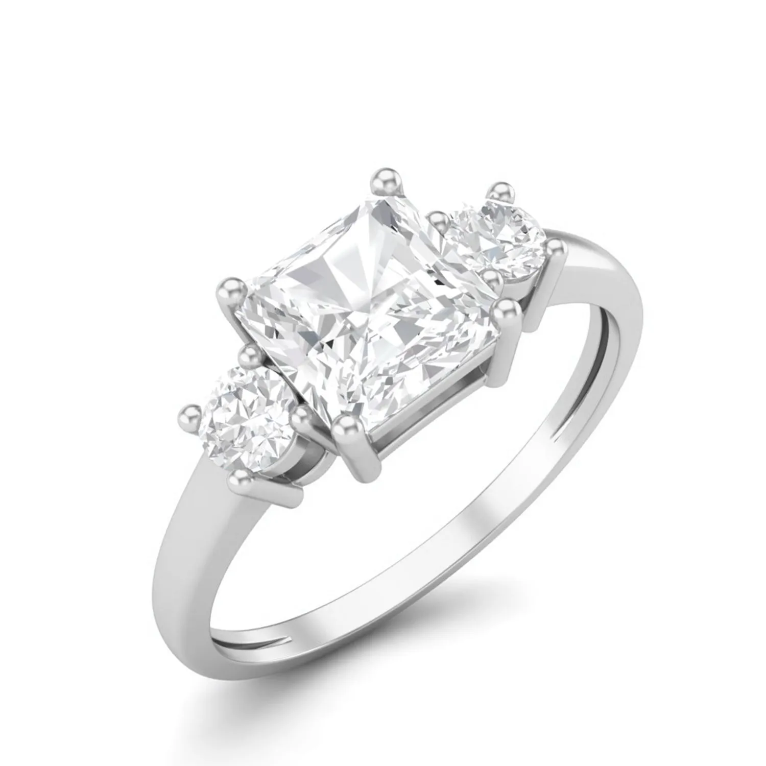 6X6 MM Square Shape Moissanite Three stone Ring