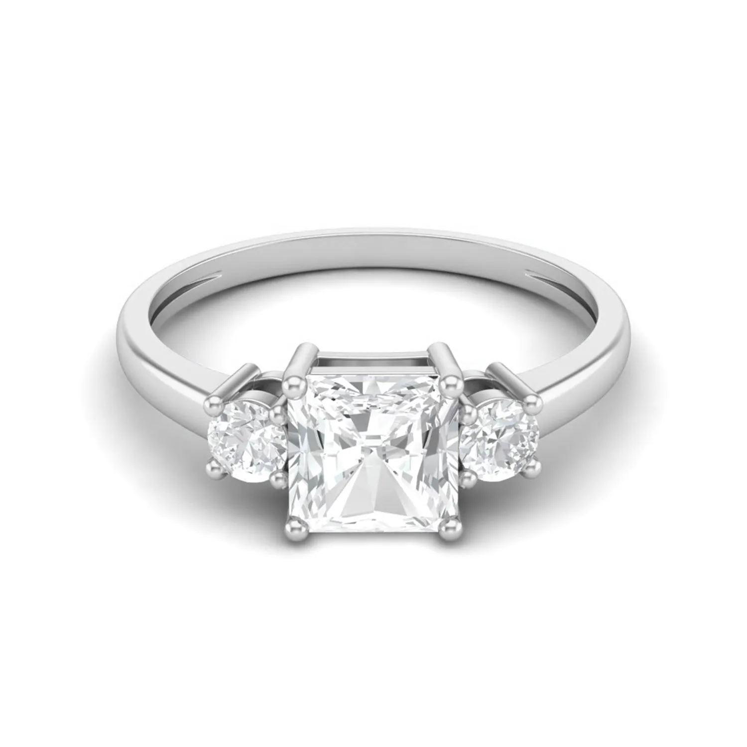 6X6 MM Square Shape Moissanite Three stone Ring
