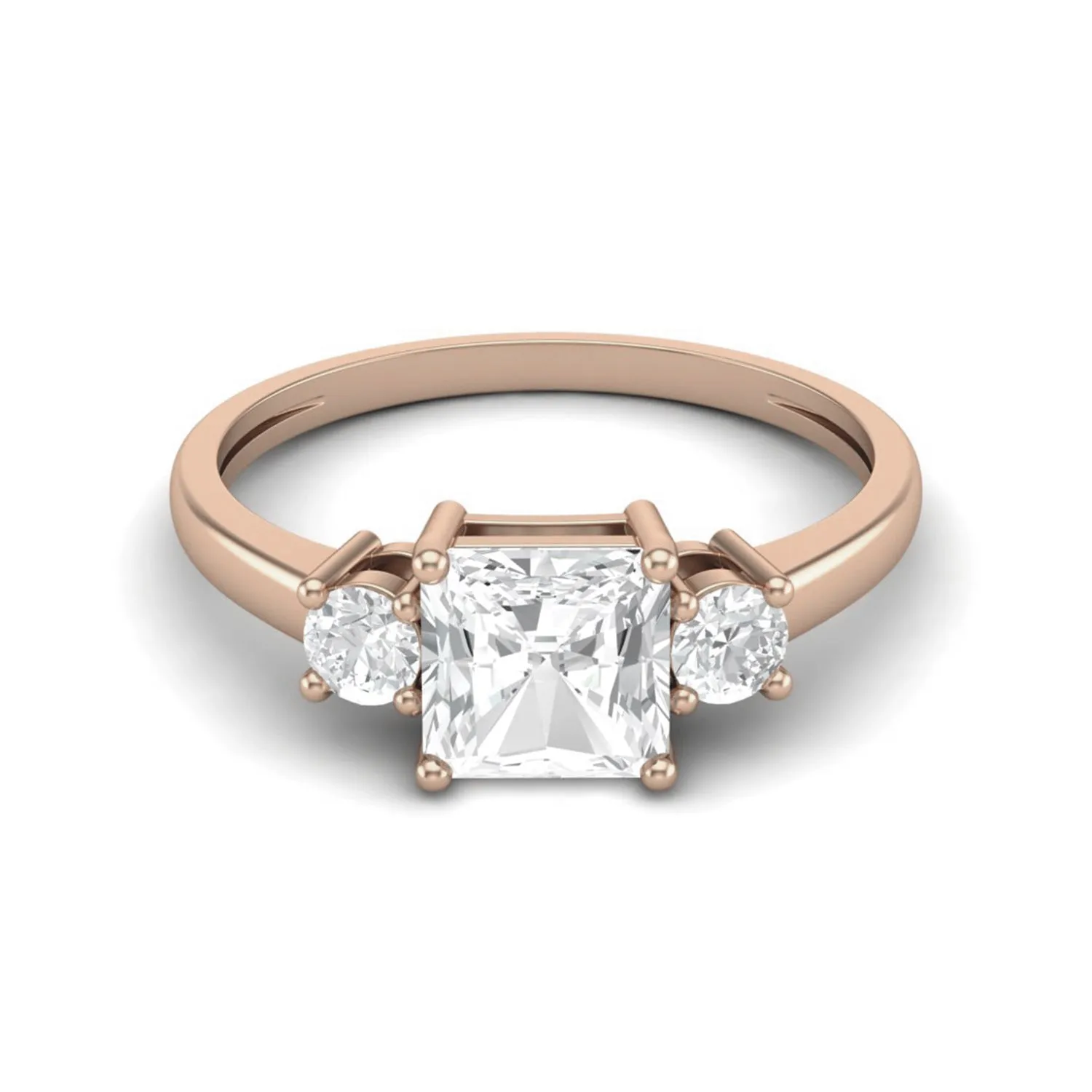 6X6 MM Square Shape Moissanite Three stone Ring