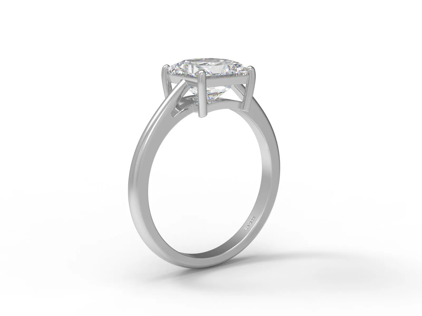 7MM Moissanite Diamond 925 Sterling Silver Solitaire Engagement Ring