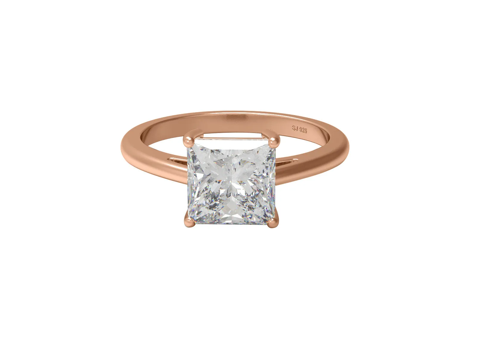7MM Moissanite Diamond 925 Sterling Silver Solitaire Engagement Ring