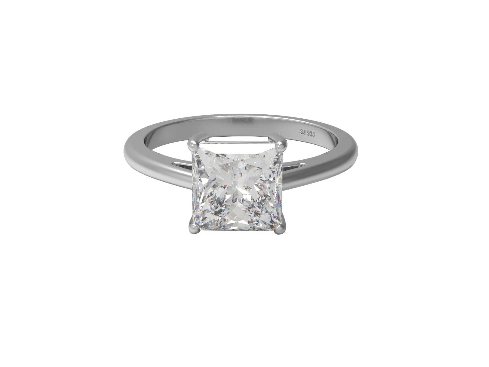 7MM Moissanite Diamond 925 Sterling Silver Solitaire Engagement Ring
