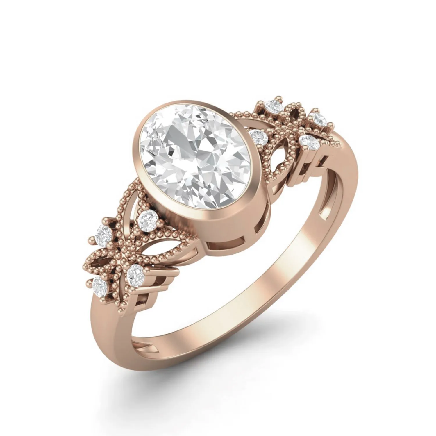 7X5 MM Oval Moissanite Solitare Wedding Ring