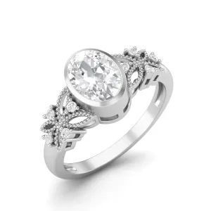 7X5 MM Oval Moissanite Solitare Wedding Ring