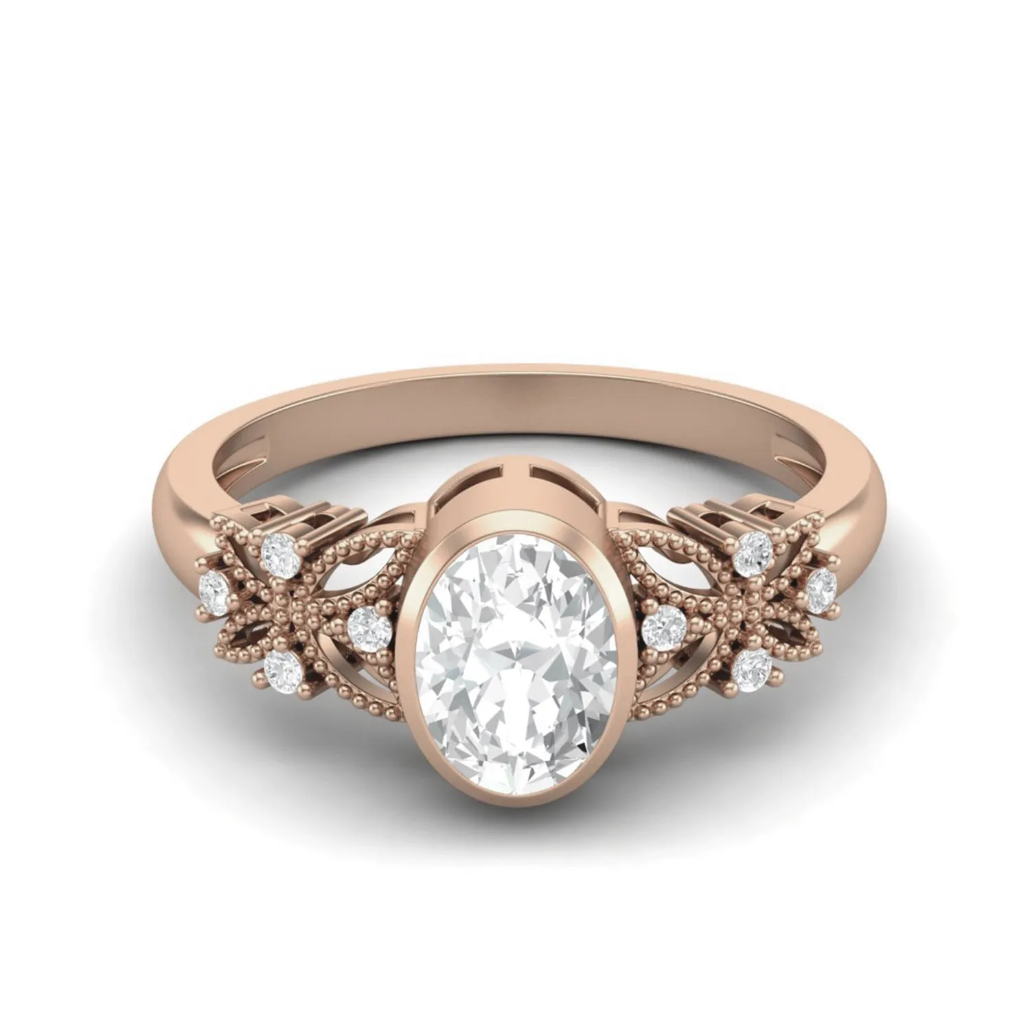 7X5 MM Oval Moissanite Solitare Wedding Ring