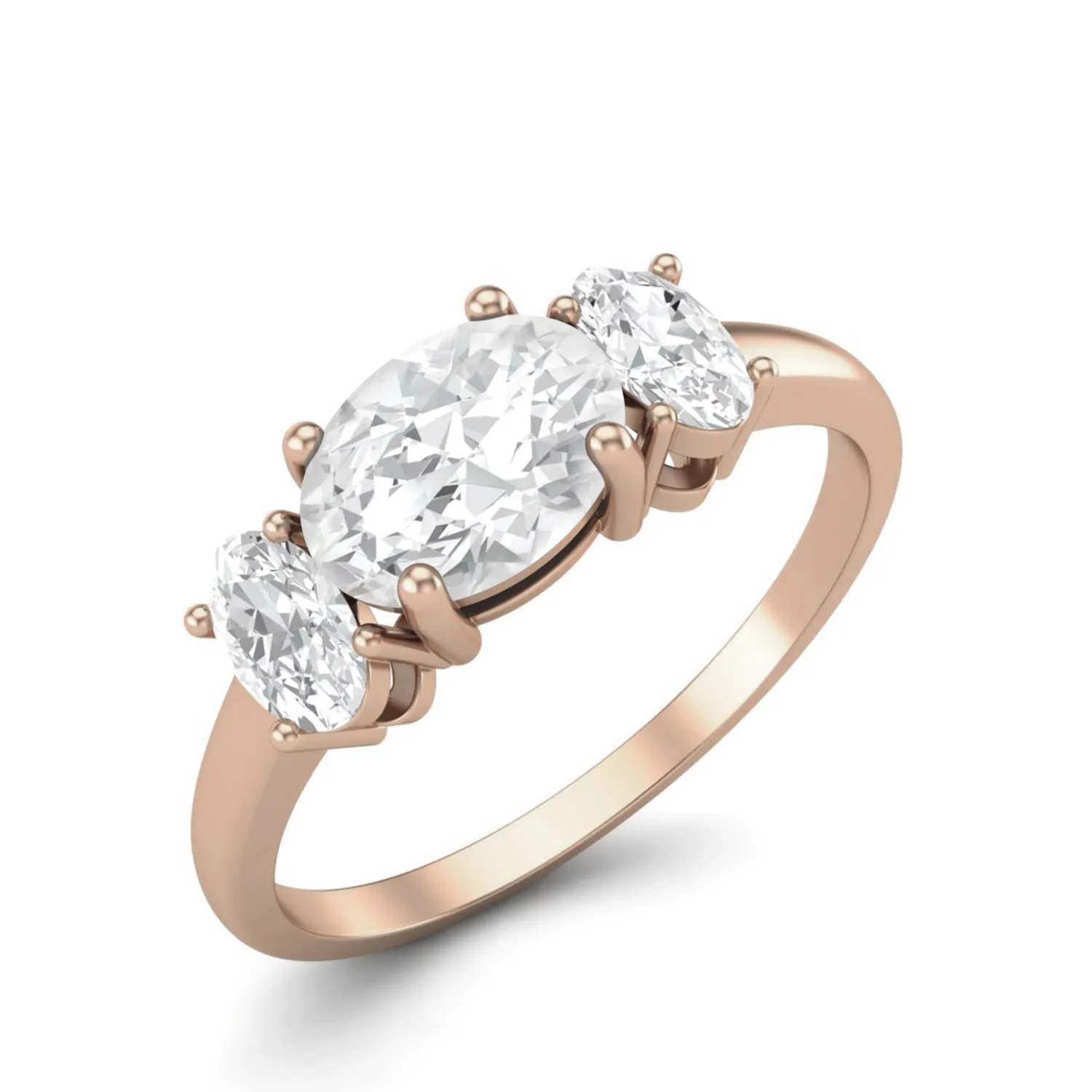 7X5 MM Oval Shape Moissanite Three Stone Promise Ring