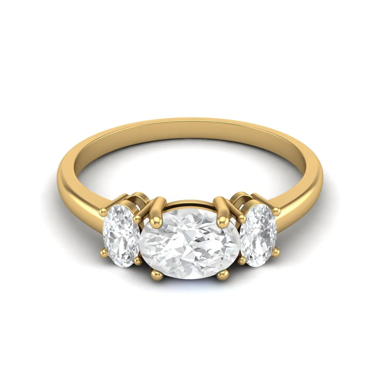 7X5 MM Oval Shape Moissanite Three Stone Promise Ring