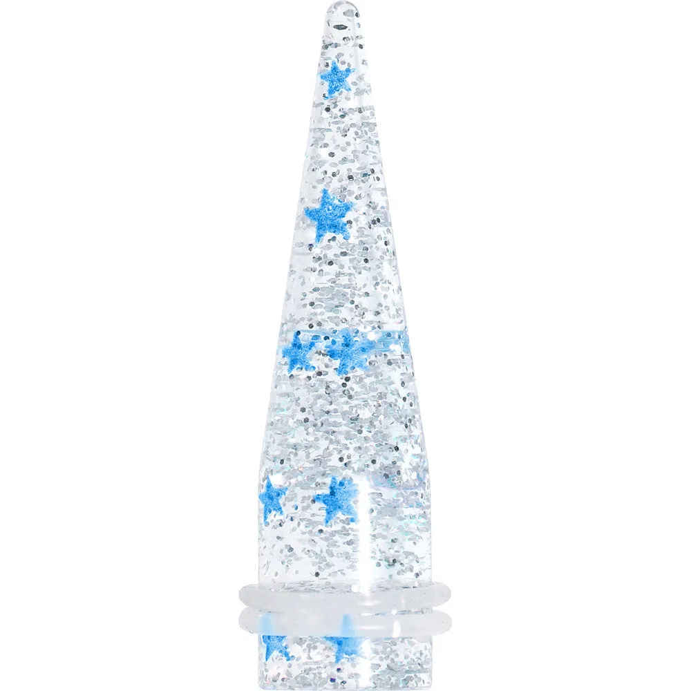 9/16 Clear Acrylic Glitter Blue Star Confetti Taper