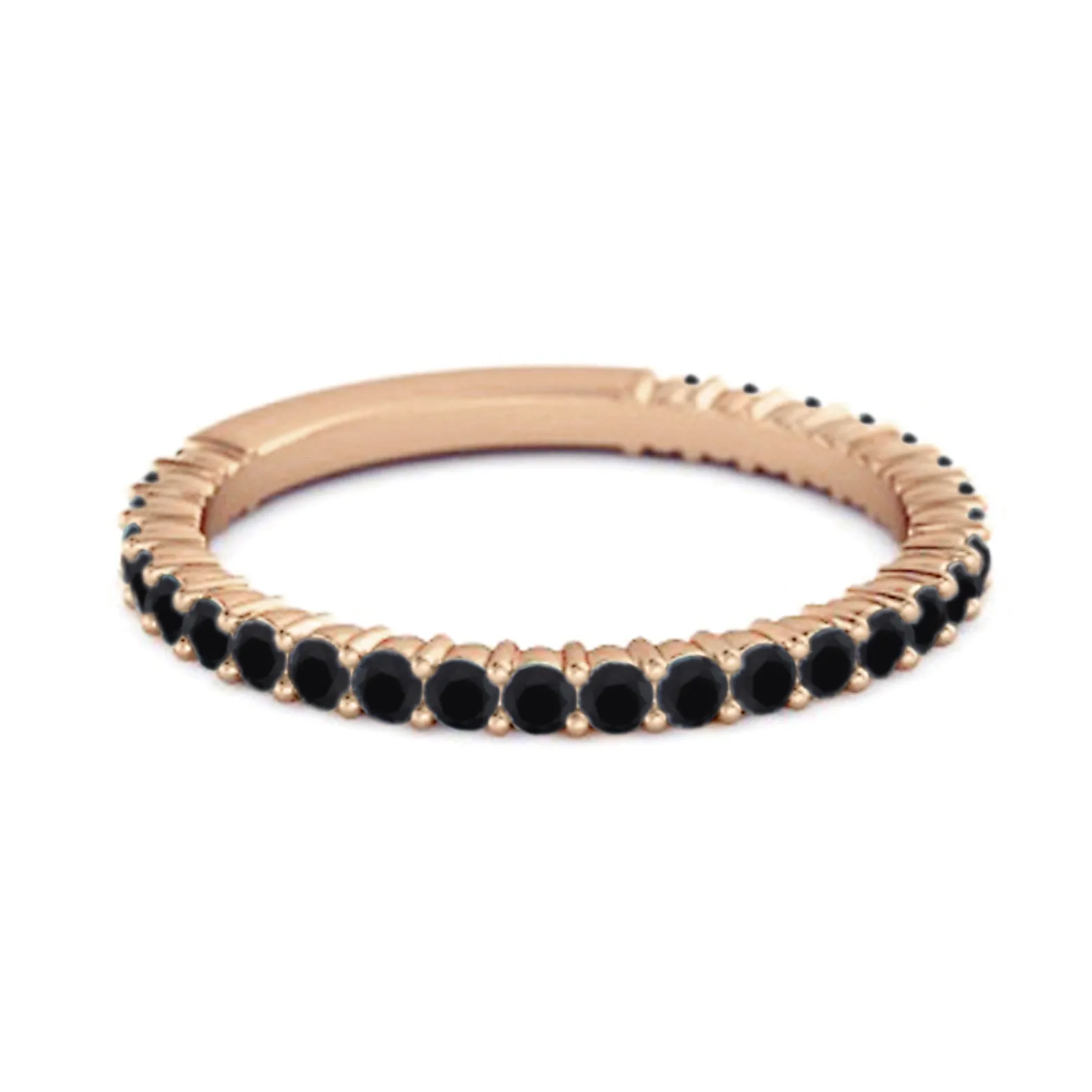 925 Silver Stacking 0.60 Ct Black Spinel Eternity Raquel Ring