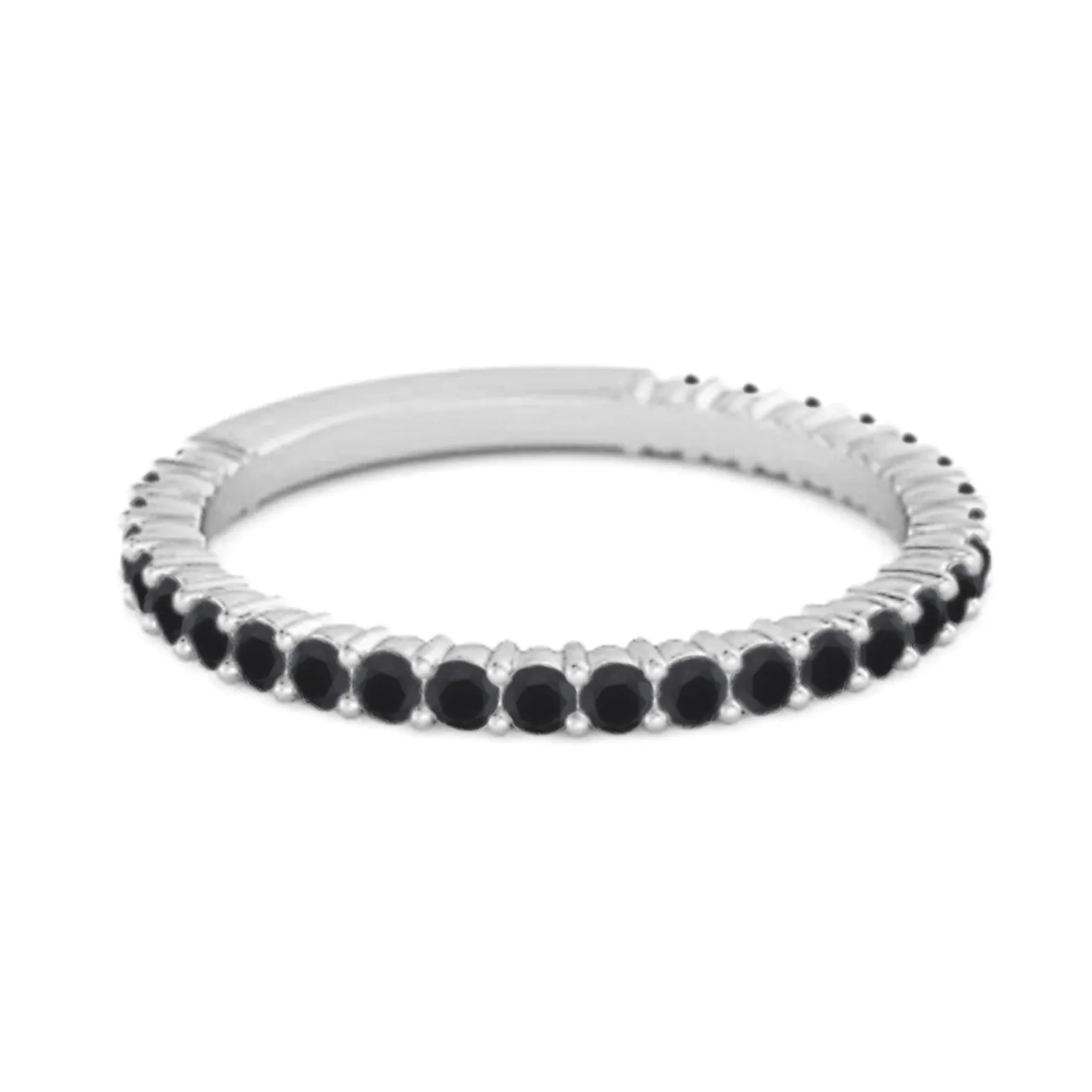 925 Silver Stacking 0.60 Ct Black Spinel Eternity Raquel Ring