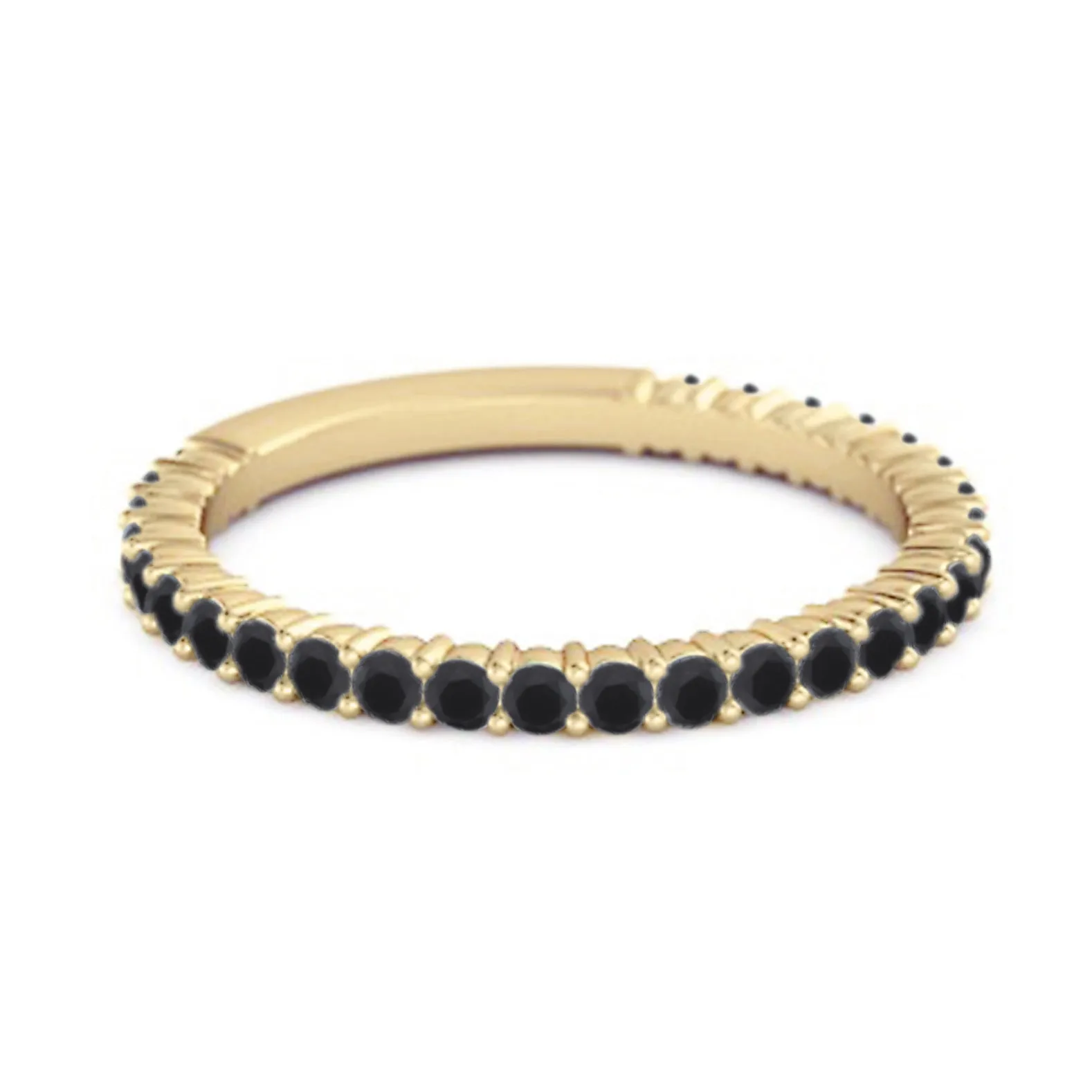 925 Silver Stacking 0.60 Ct Black Spinel Eternity Raquel Ring