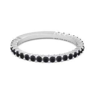 925 Silver Stacking 0.60 Ct Black Spinel Eternity Raquel Ring