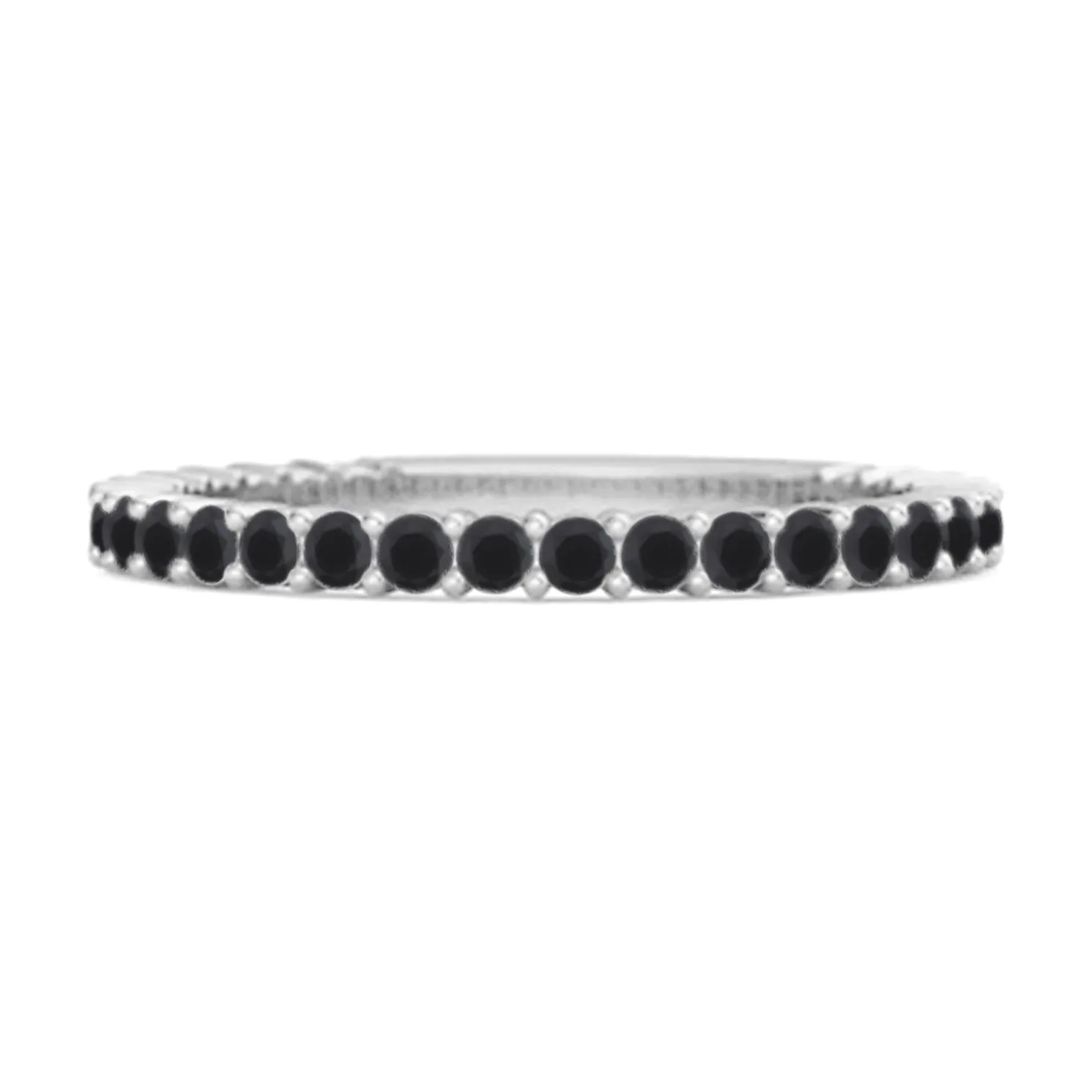 925 Silver Stacking 0.60 Ct Black Spinel Eternity Raquel Ring