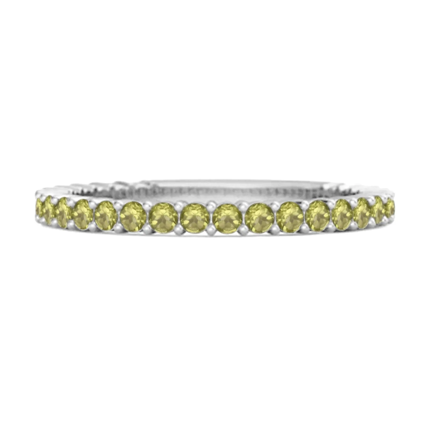 925 Silver Stacking 0.60 Ct Peridot Eternity Raquel Ring