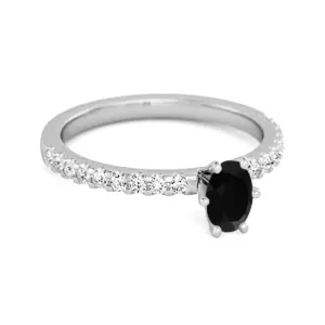 925 Sterling Silver 0.25 Ctw Black Spinel Solitaire Accent Dazzling Ring