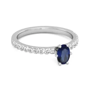 925 Sterling Silver 0.25 Ctw Blue Sapphire Solitaire Accent Dazzling Ring