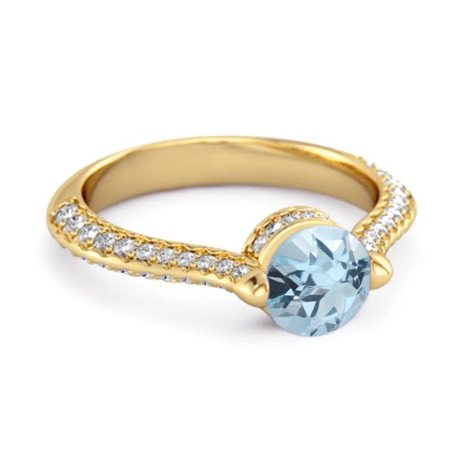 925 Sterling Silver 0.25 Ctw Blue Topaz Solitaire Accents Ring