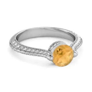 925 Sterling Silver 0.25 Ctw Citrine Solitaire Accents Ring