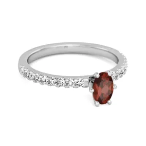 925 Sterling Silver 0.25 Ctw Garnet Solitaire Accent Dazzling Ring