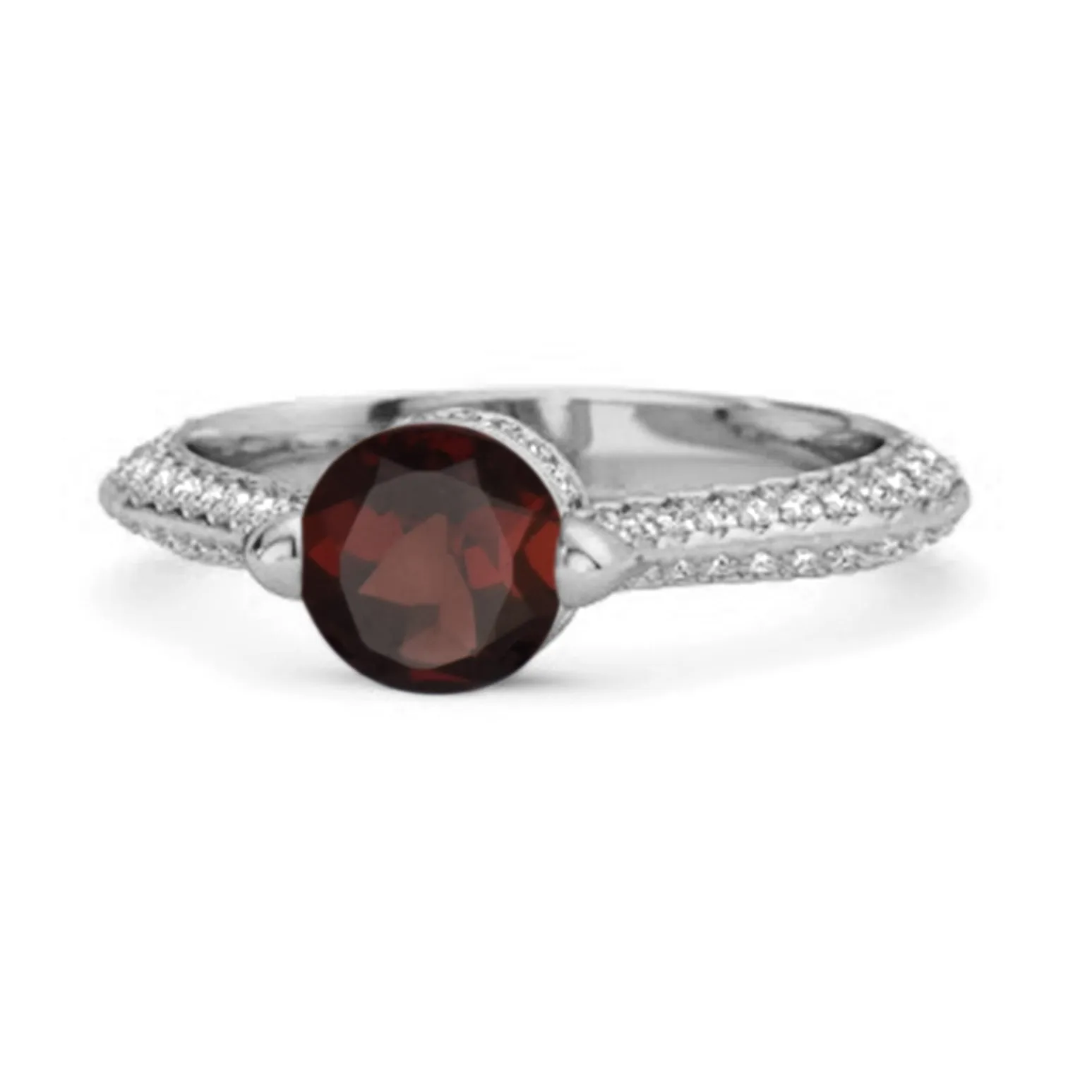 925 Sterling Silver 0.25 Ctw Garnet Solitaire Accents Ring