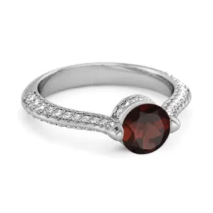 925 Sterling Silver 0.25 Ctw Garnet Solitaire Accents Ring