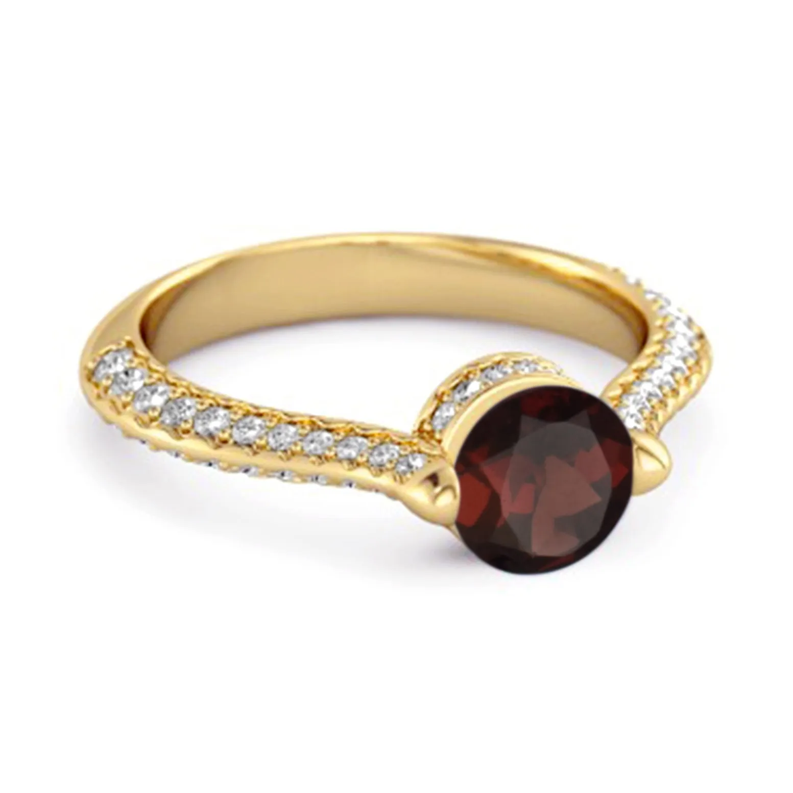 925 Sterling Silver 0.25 Ctw Garnet Solitaire Accents Ring