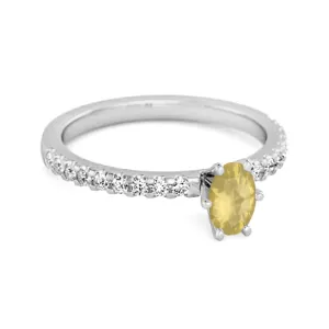 925 Sterling Silver 0.25 Ctw Lemon Quartz Solitaire Accent Dazzling Ring