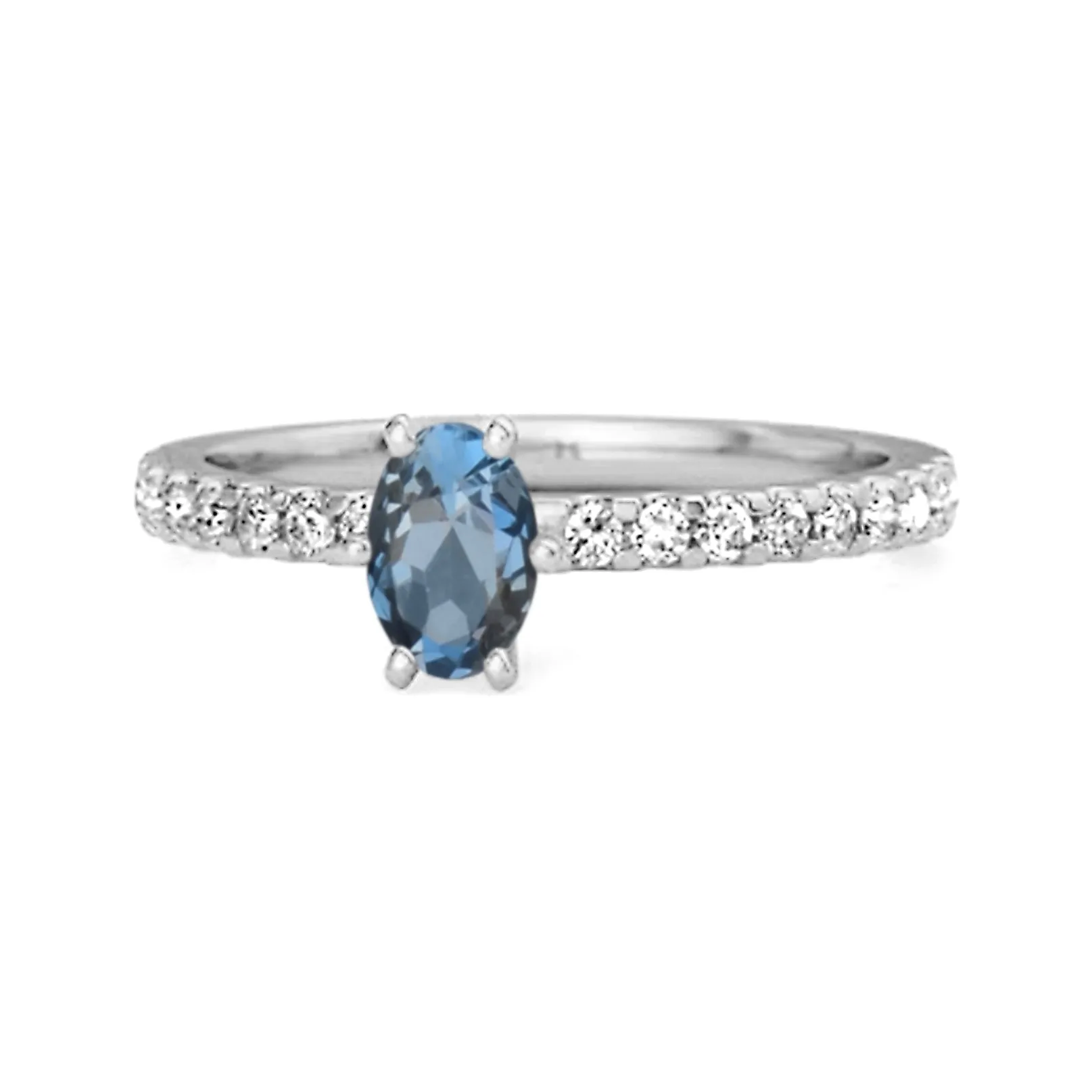 925 Sterling Silver 0.25 Ctw London Blue Topaz Solitaire Accent Dazzling Ring