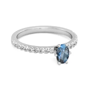 925 Sterling Silver 0.25 Ctw London Blue Topaz Solitaire Accent Dazzling Ring