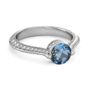 925 Sterling Silver 0.25 Ctw London Blue Topaz Solitaire Accents Ring