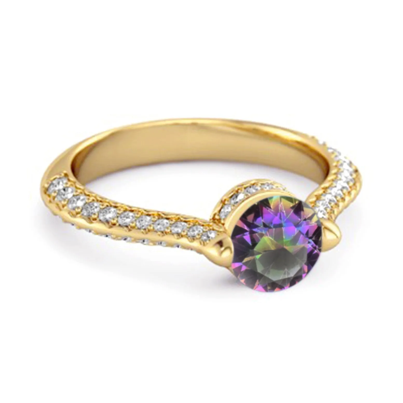 925 Sterling Silver 0.25 Ctw Mystic Topaz Solitaire Accents Ring