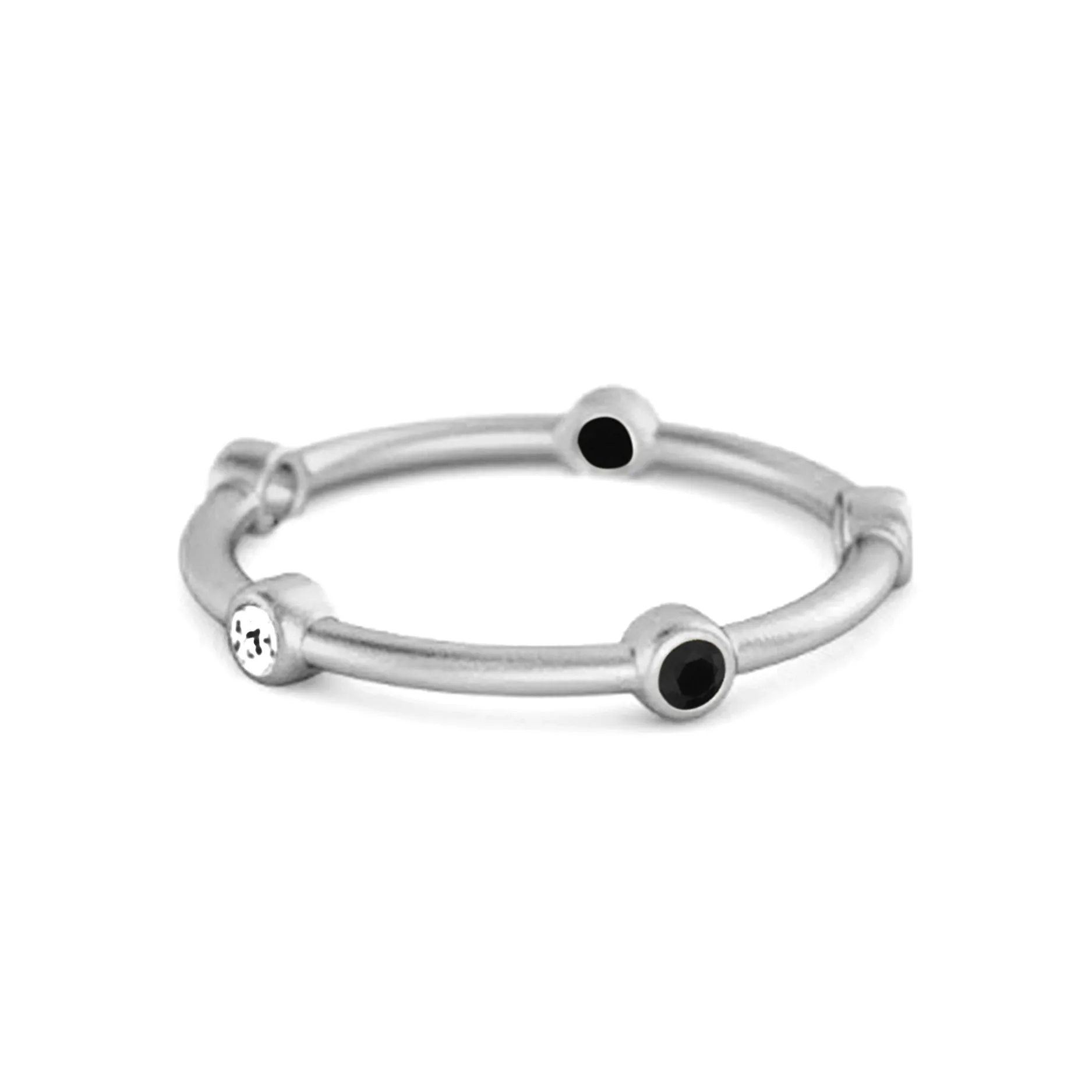 925 Sterling Silver 0.30 Ct Black Spinel Stackable Wedding Ring