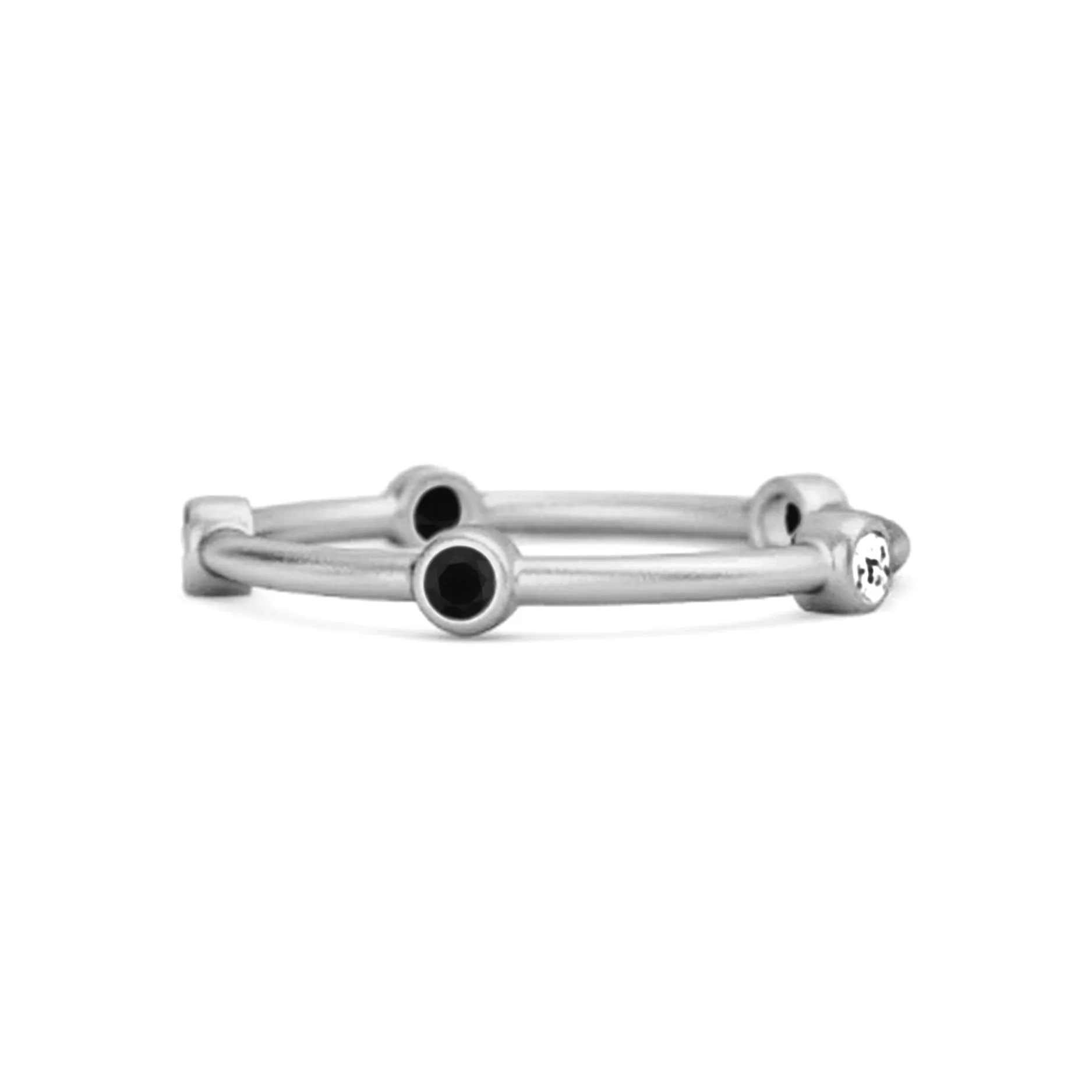 925 Sterling Silver 0.30 Ct Black Spinel Stackable Wedding Ring