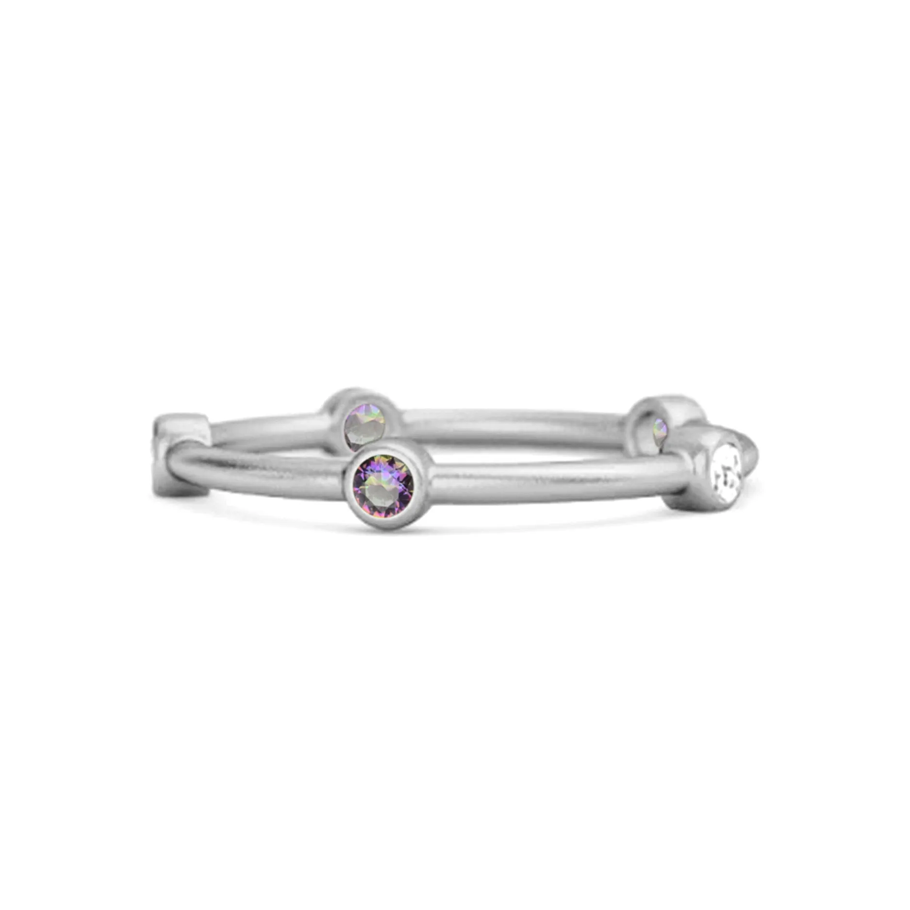 925 Sterling Silver 0.30 Ct Mystic Topaz Stackable Wedding Ring