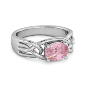 925 Sterling Silver 0.50 Ctw Pink Zirconia Horizontal Set Engagement Ring