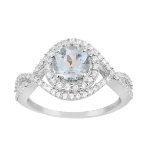 925 Sterling Silver 1.50 Ctw Aquamarine Women Wedding Rings