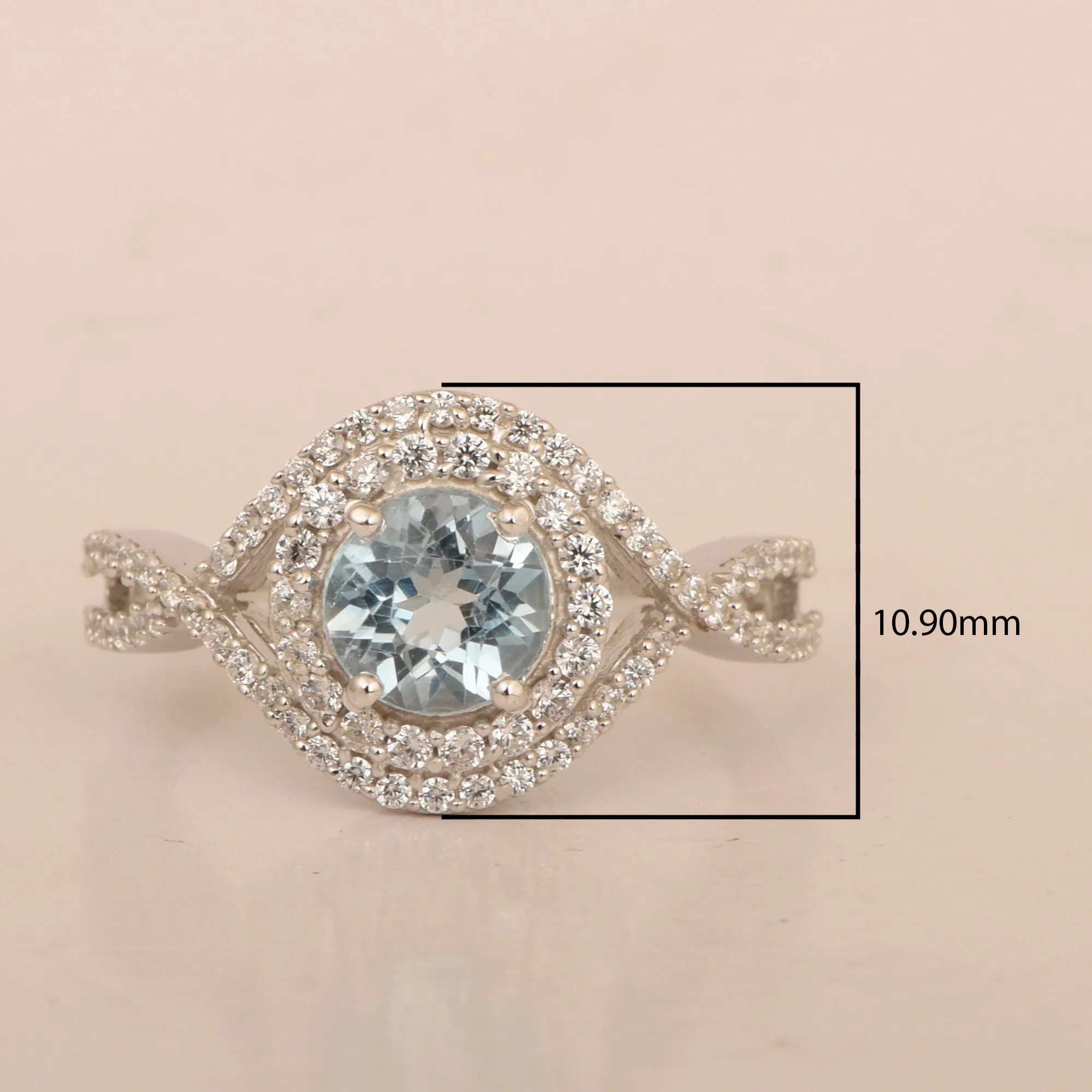 925 Sterling Silver 1.50 Ctw Aquamarine Women Wedding Rings