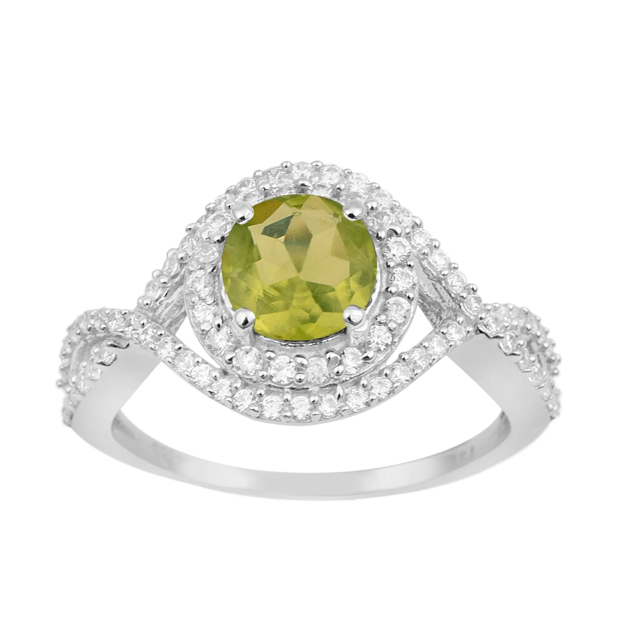 925 Sterling Silver 1.50 Ctw Peridot Women Wedding Rings