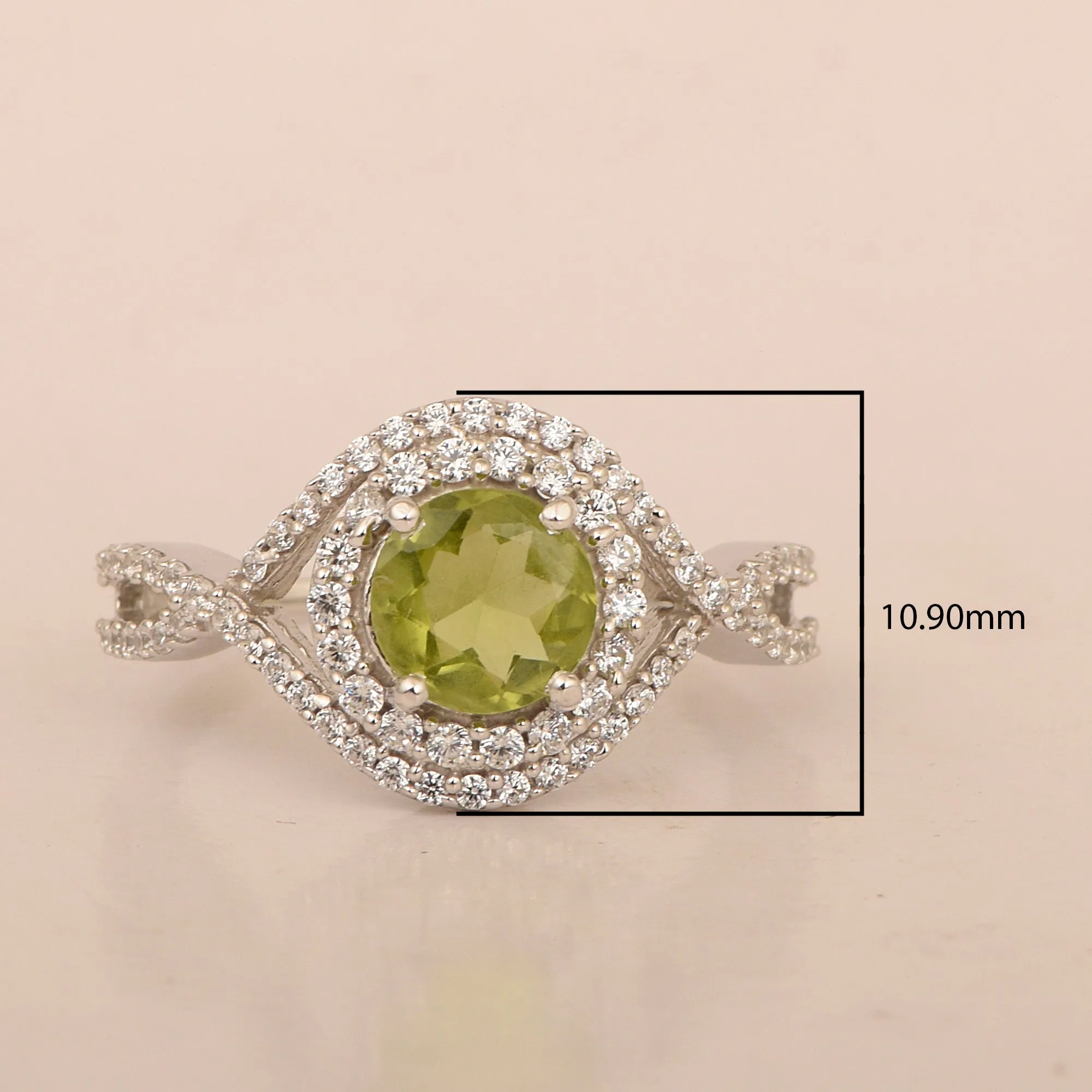 925 Sterling Silver 1.50 Ctw Peridot Women Wedding Rings