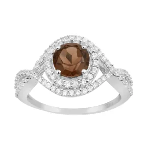 925 Sterling Silver 1.50 Ctw Smoky Quartz Women Wedding Rings