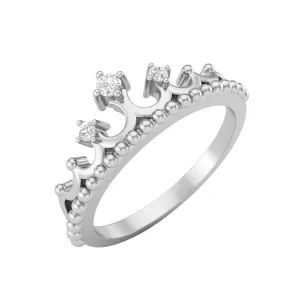 925 Sterling Silver 2mm Round Moissanite Diamond Women Tiara Ring