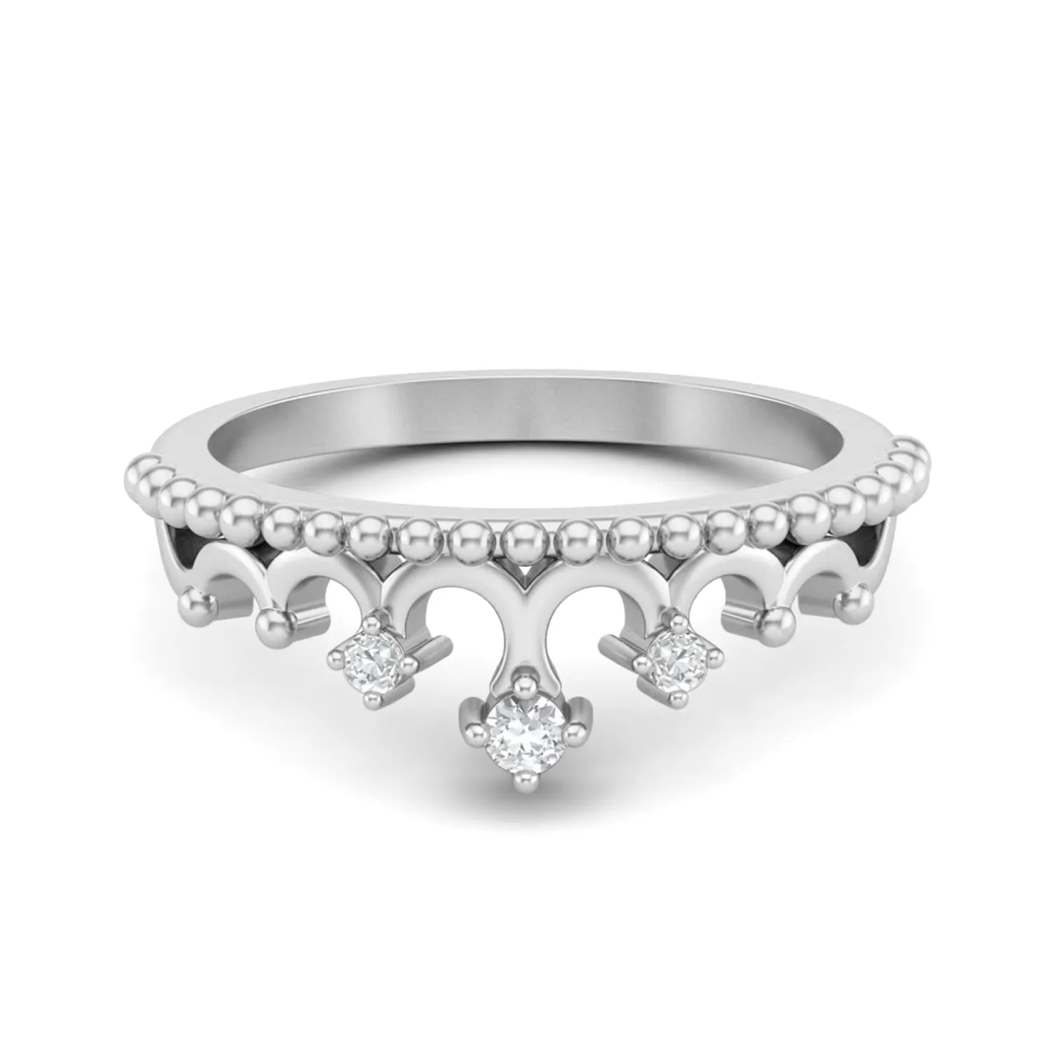 925 Sterling Silver 2mm Round Moissanite Diamond Women Tiara Ring