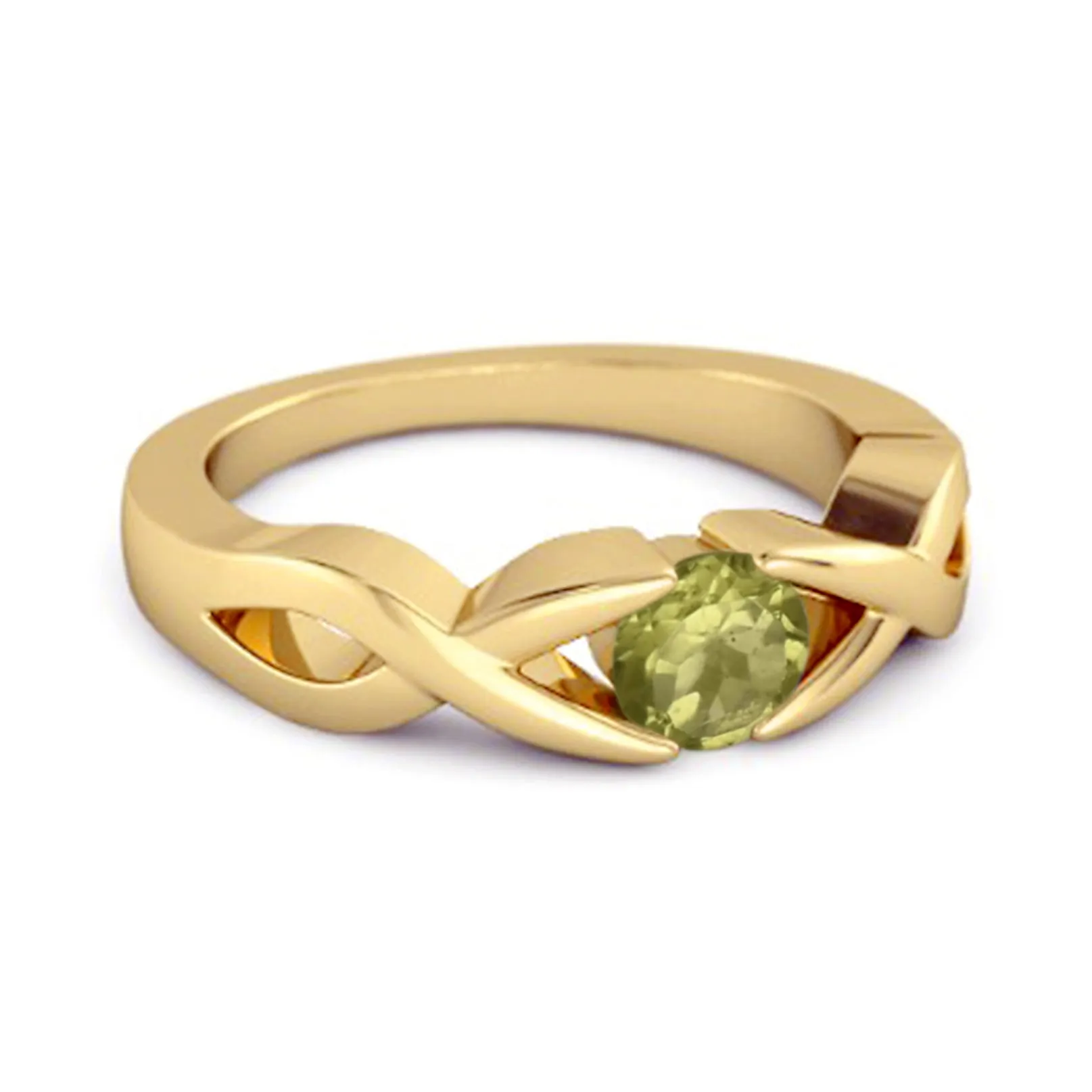 925 Sterling Silver 3.00 Mm Round Peridot Stackable Women Ring