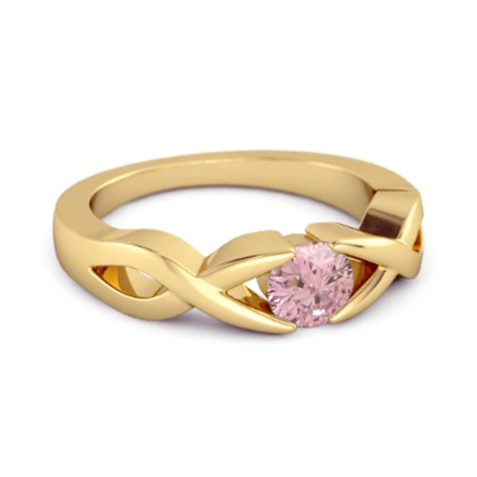 925 Sterling Silver 3.00 Mm Round Pink Zirconia Stackable Women Ring