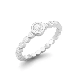 925 Sterling Silver 3mm Round Moissanite Diamond Ring