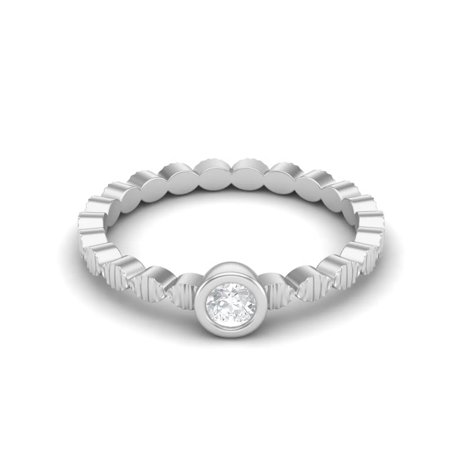 925 Sterling Silver 3mm Round Moissanite Diamond Ring