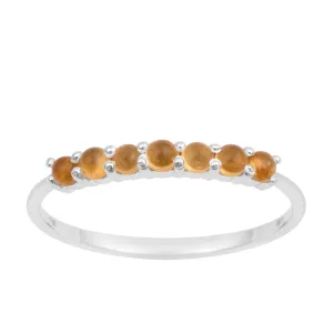 925 Sterling Silver 7-Stone 0.70 Ctw Citrine Women Wedding Rings