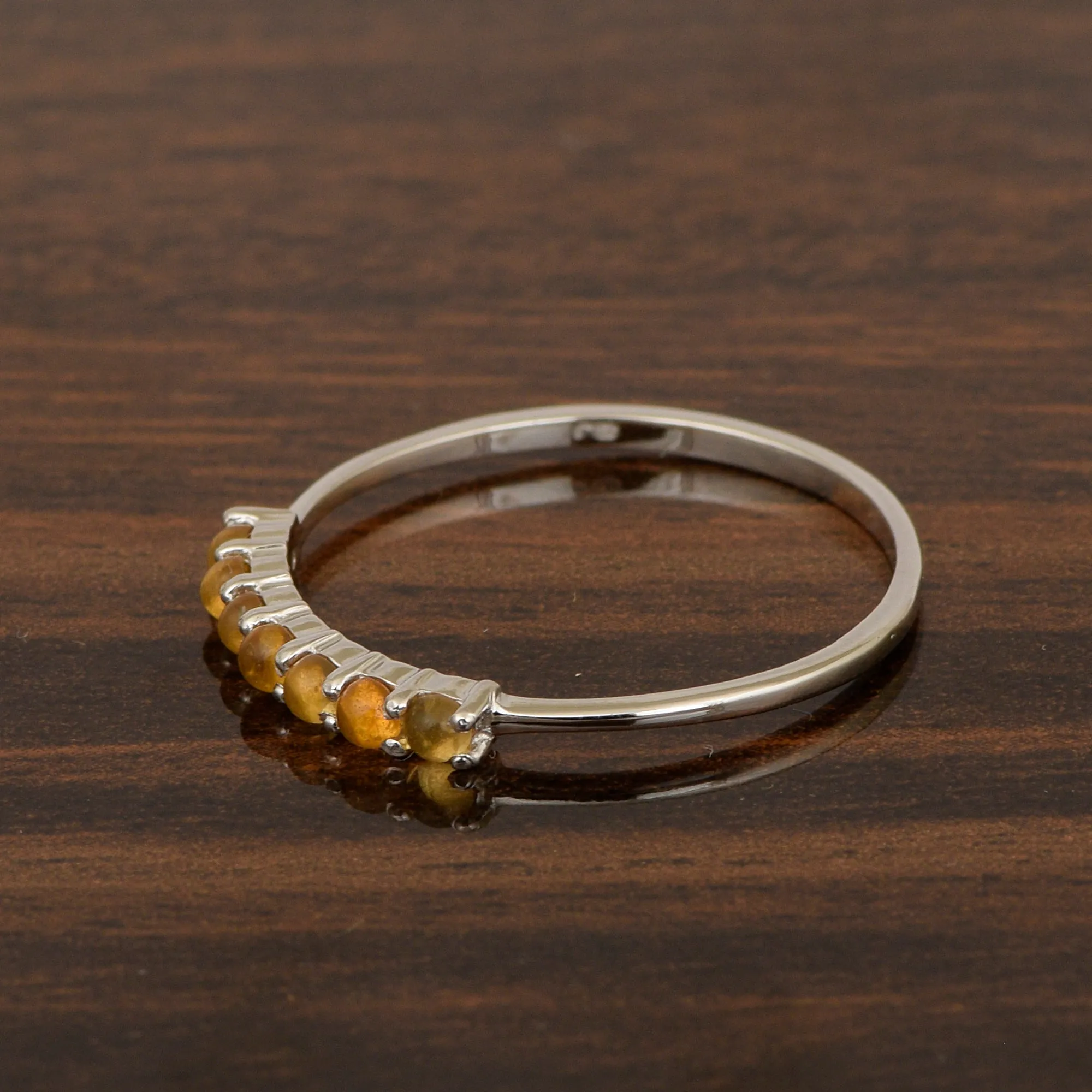 925 Sterling Silver 7-Stone 0.70 Ctw Citrine Women Wedding Rings