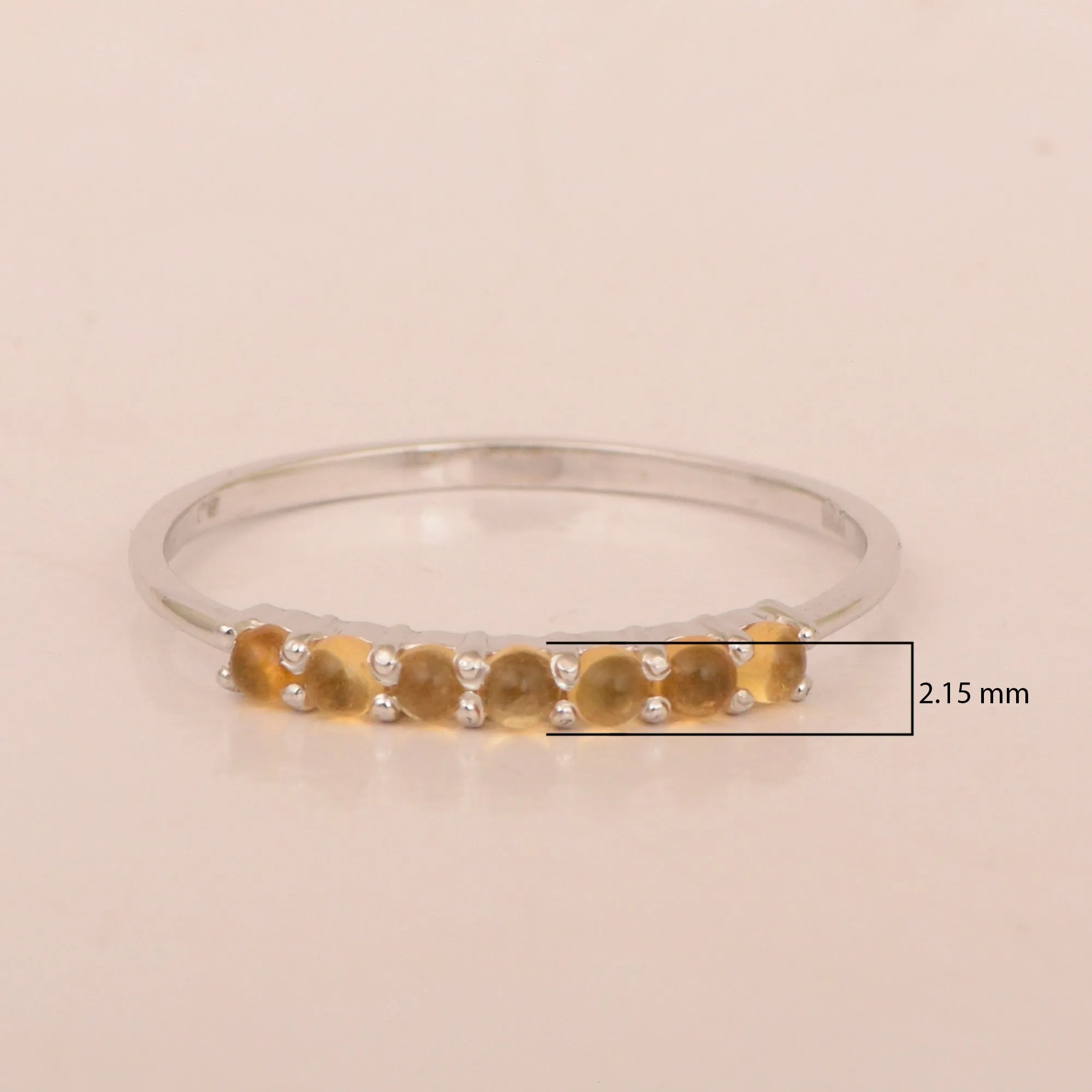 925 Sterling Silver 7-Stone 0.70 Ctw Citrine Women Wedding Rings