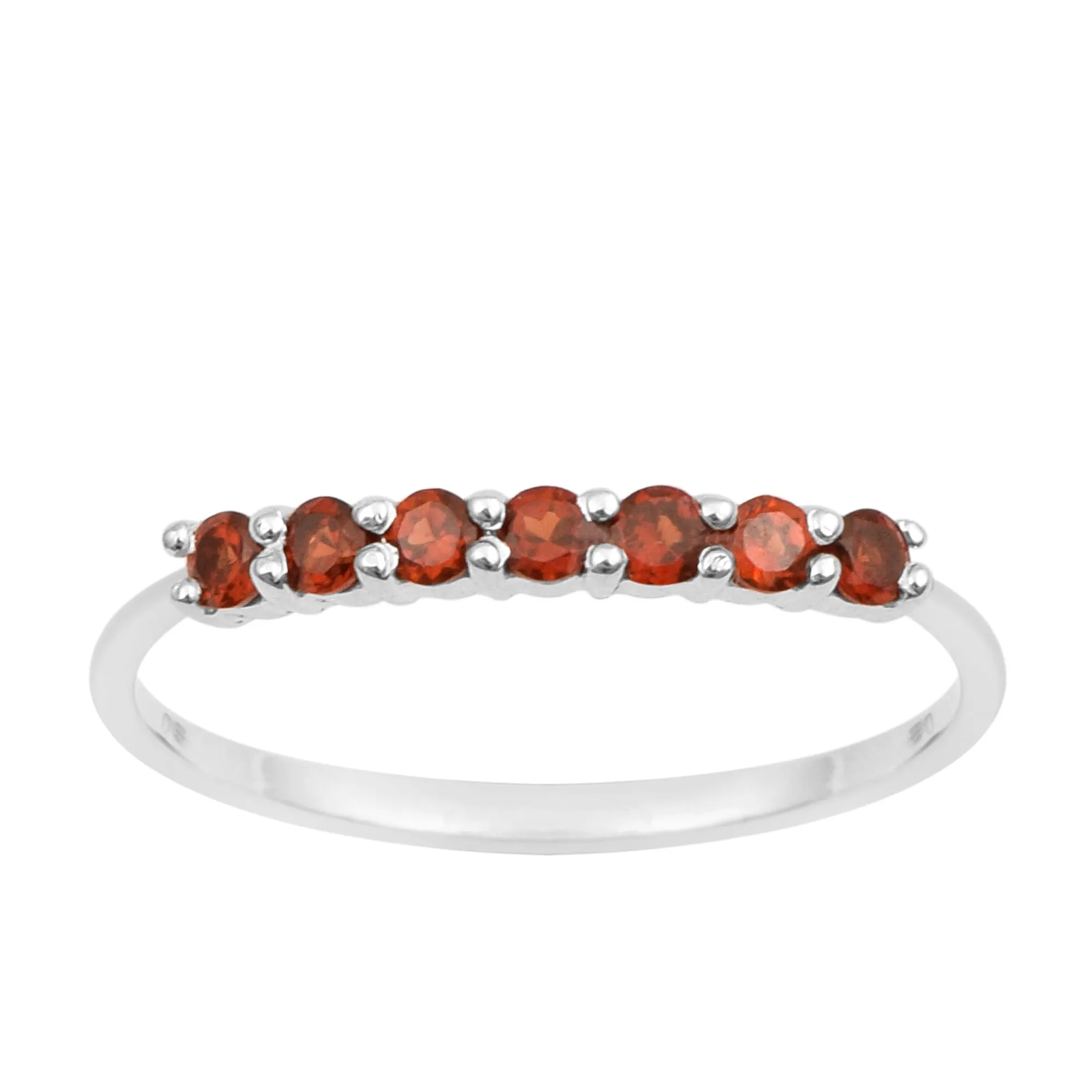 925 Sterling Silver 7-Stone 0.70 Ctw Garnet Women Wedding Rings